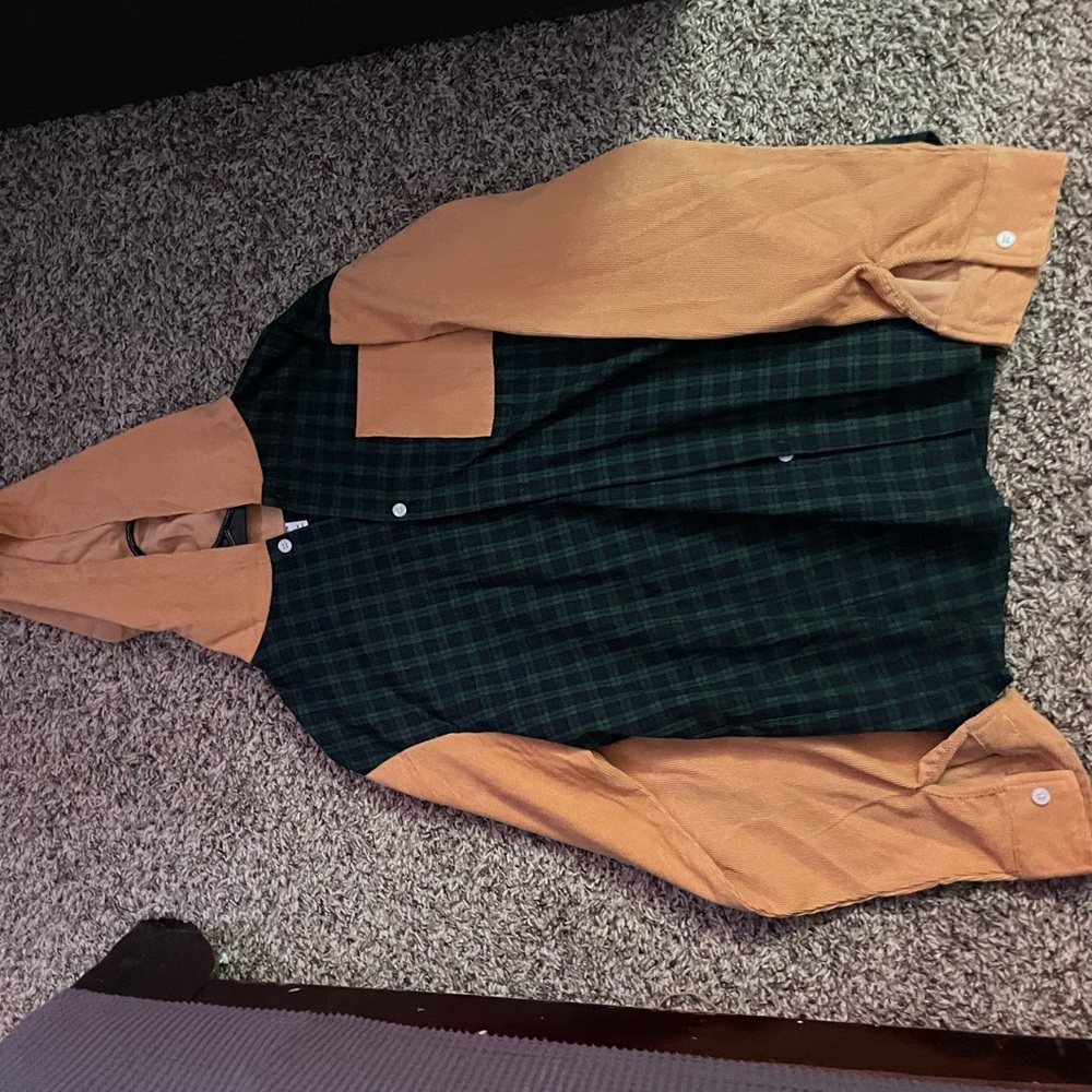 hooded flannel/corduroy jacket